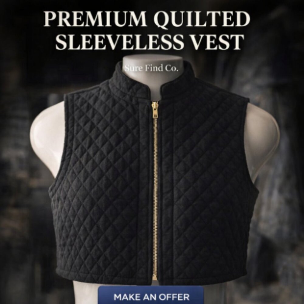 Nikki Lee Vintage 90's Black Quilted Full Zip Sleeveless Vest Womens Size Medium